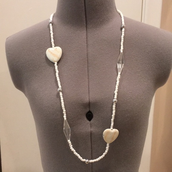 Hand Crafted Jewelry - White Heart Necklace